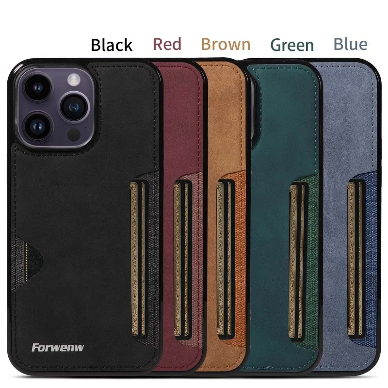 Vintage PU Leather Wallet Phone Case with Card Holder Feature