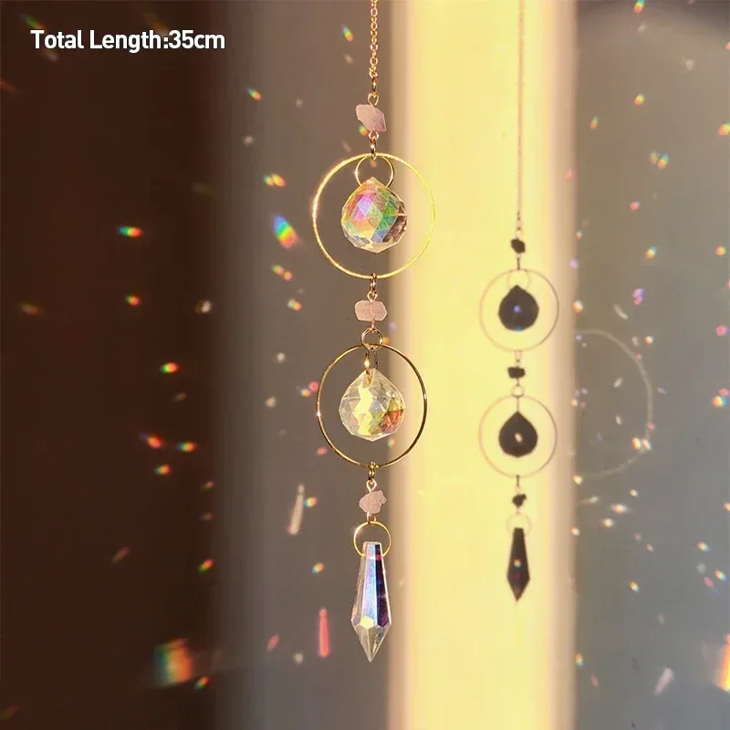Tree of Life Crystal Prism Suncatcher Wind Chime for Home and Garden Decoration