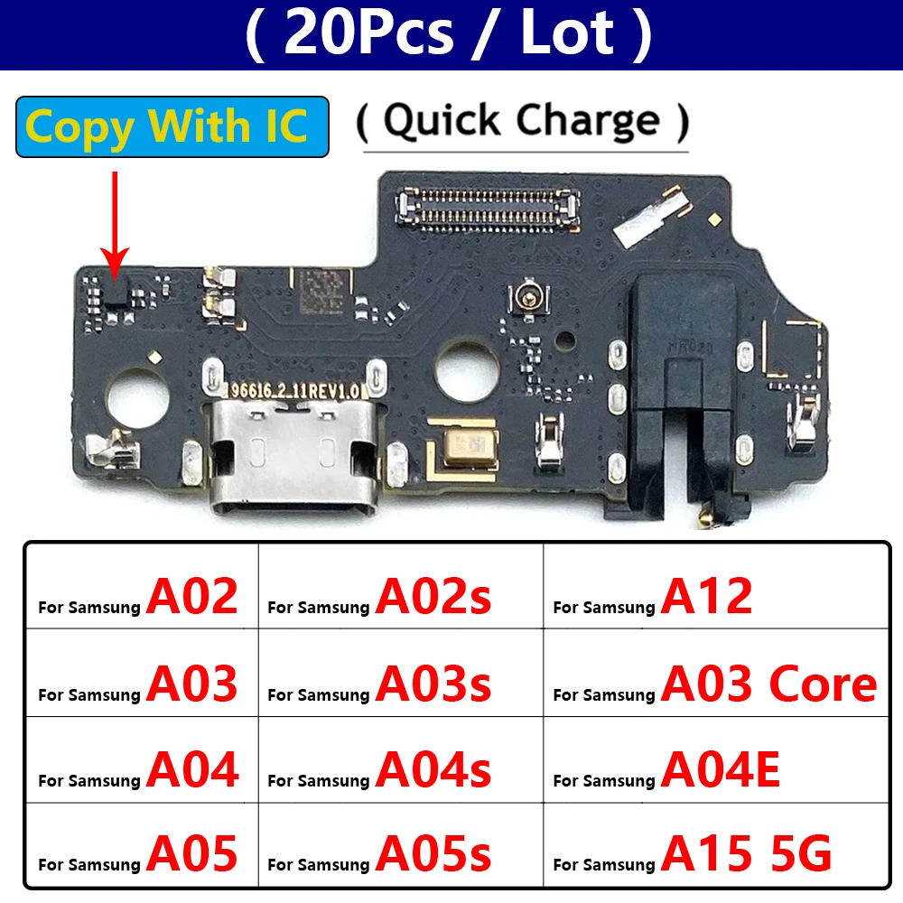 

20 шт., USB-порт для зарядки, док-разъем, зарядная плата, гибкий кабель для Samsung A12, A02, A02s, A03s, A03, A04, A04s, A04E, A05, A05s, A15, 5G