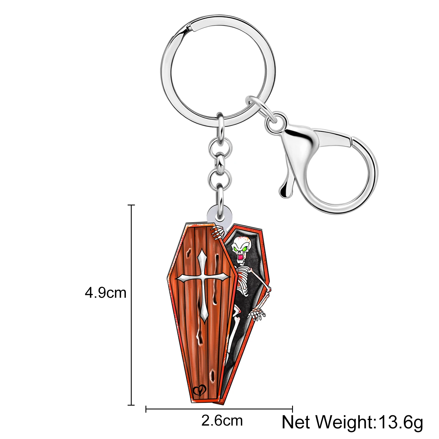 Portachiavi A Tema Halloween Con Teschio E Borsetta - Metallico, Decorativo, Per Feste E Regali - Foto 4