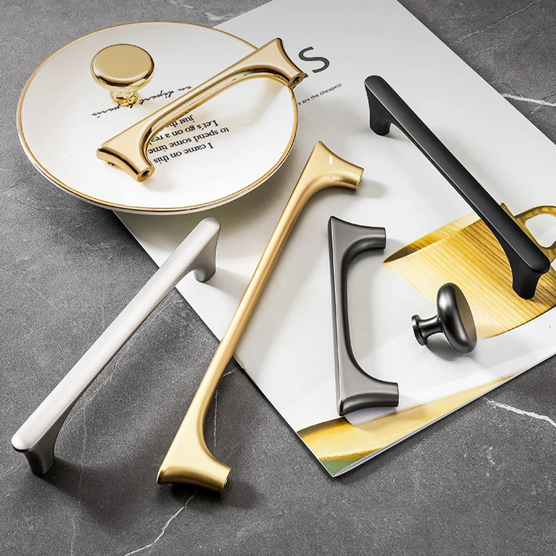 

Nordic Light Luxury Style Cabinet Door Handle Golden Wardrobe Drawer Black High-end Shoe Cabinet Kitchen Small Handles Furniture