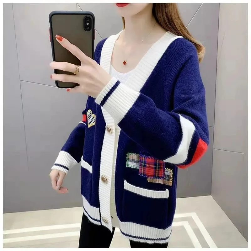 

2024 Autumn Winter Knit Sweater and Cardigans Women Button Up Loose Knit Cardigans Sweater Jumpers Spring Sweater Coat Femme