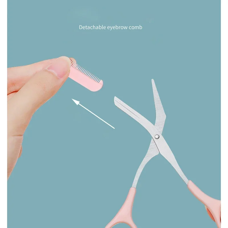 Stainless Steel Facial Hair Removal Shaver Cutter Eyebrow Trimmer Scissors Color Titanium with Comb Removable Makeup Accessories 3