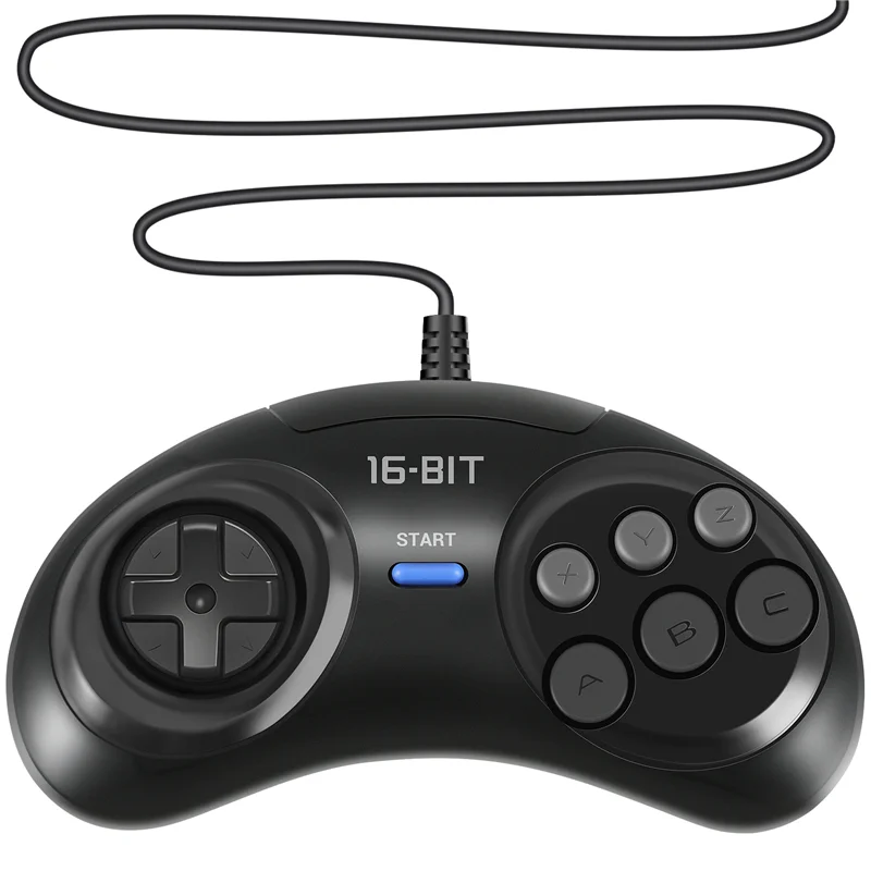 SEGA Genesis 용 2 Pcs 게임 컨트롤러 16 비트 핸들 컨트롤러 용 6 버튼 게임 패드 SEGA MD 게임 액세서리 블랙