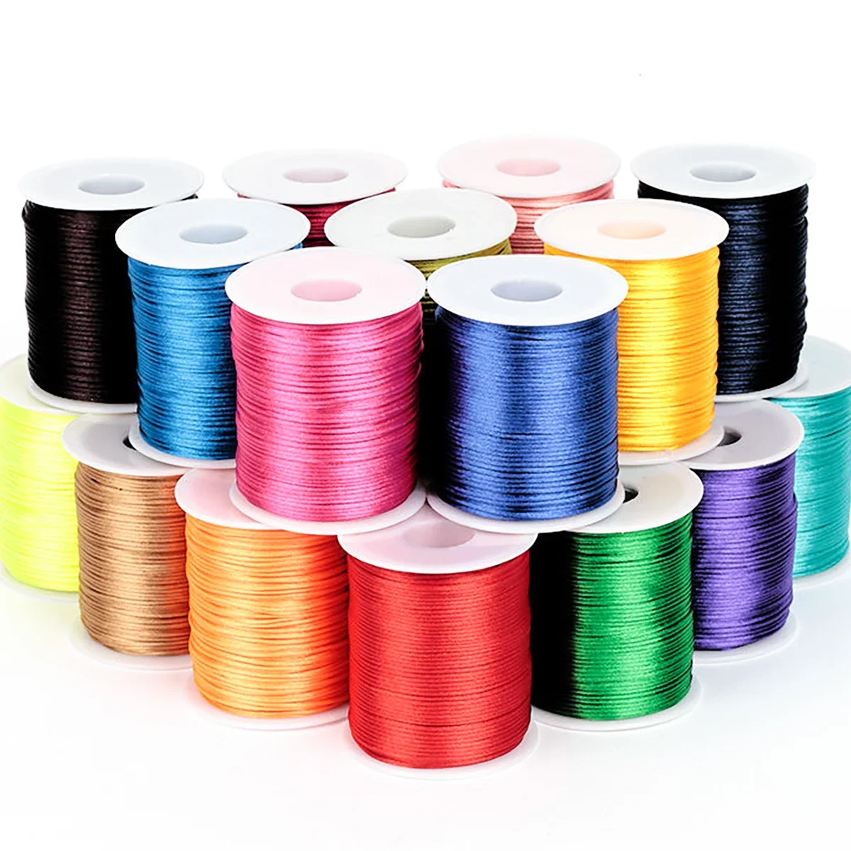 Nylon Cord 10/20/40/100M 2mm Nylon Line Cord Rope Chinese Knotting Rattail Satin Cords Bracelet Braided String DIY Tassels Shamballa Thread