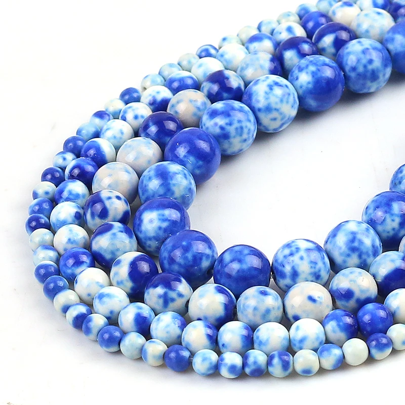Vibrant Orange and Blue Jasper Round Beads for DIY Jewelry Making - Natural Loose Stones in Various Sizes