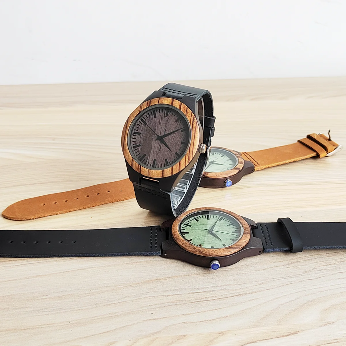 Wooden Wrist Watches for Men & Women Leather Strap Clock Quartz Wood Watches Personalized Men's Birthday Gift reloj hombre 6
