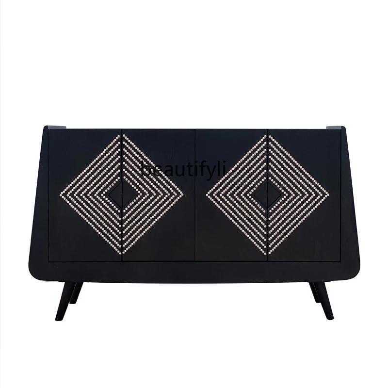 

Italian Simple Modern Creative Metal Stitching Dining Side Storage Cabinet Rivet Storage Hotel Cabinet drawer furniture