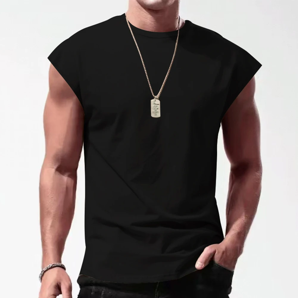 

Mens T-Shirts Leisure Loose Muscle Outdoor Plain Plus Size Sleeveless Solid Sports Summer Tank Basketball Male