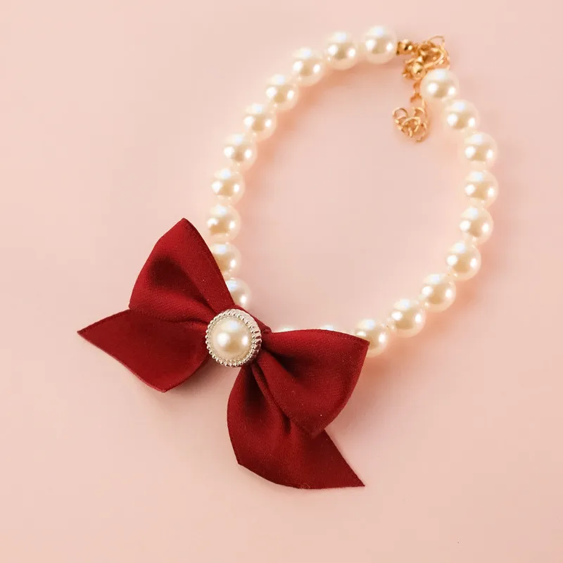 1Pcs New Pet Collar Pearl Bow Necklace Cat Jewelry Cute Collar Puppy Accessories Dog Chain Chihuahua Wedding Jewelry Stuff 1Pcs New Pet Collar Pearl Bow Necklace Cat Jewelry Cute Collar Puppy Accessories Dog Chain Chihuahua Wedding Jewelry Stuff