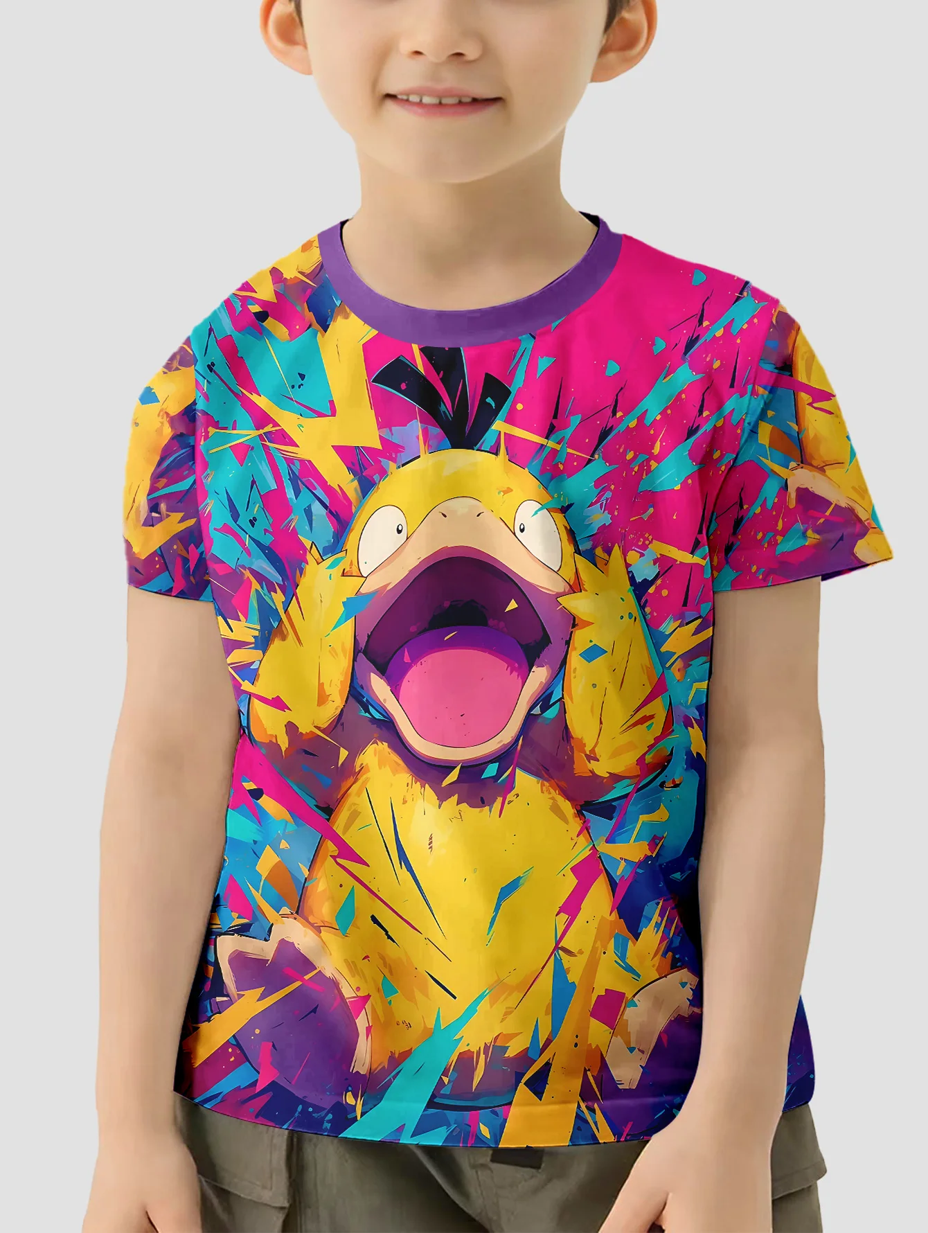 3D Print Cartoon P-psyducks Pokemons Baby Clothing 5 to 14 Years Male Outdoor Clothes for Children Boy Girl Child T-Shirt Top 6