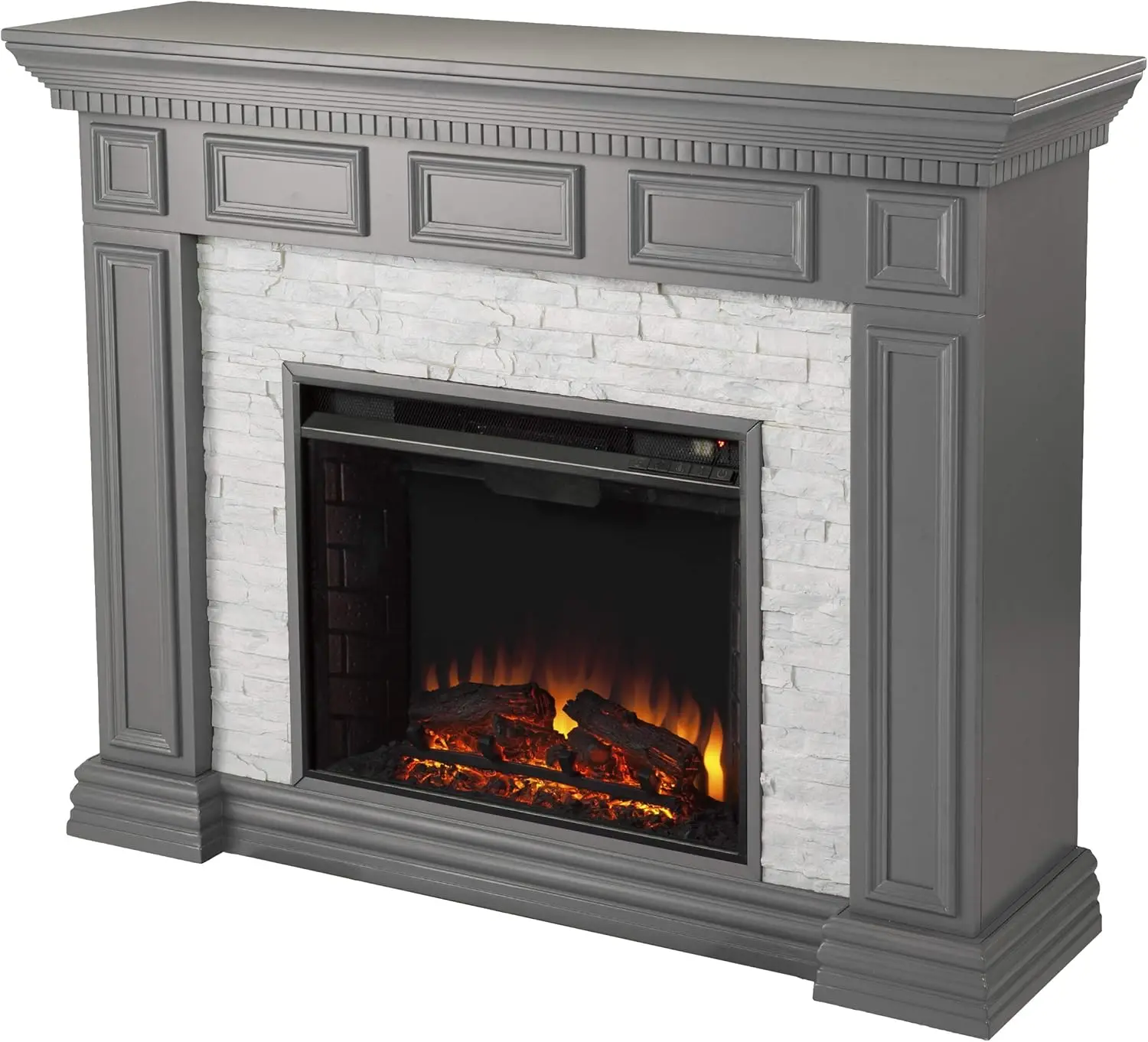 Dakesbury Faux Stacked Stone 50" Electric Fireplace, Gray