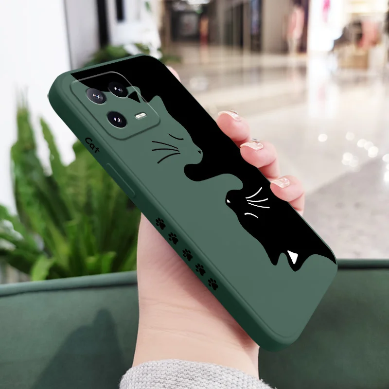 Adorable Hug Cat Liquid Silicone Phone Case
