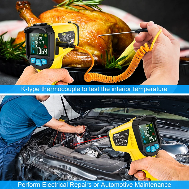 Infrared Thermometer Mestek Non-contact K-type -50~800&deg;C Forge Furnace IR Industrial Laser High Temperature