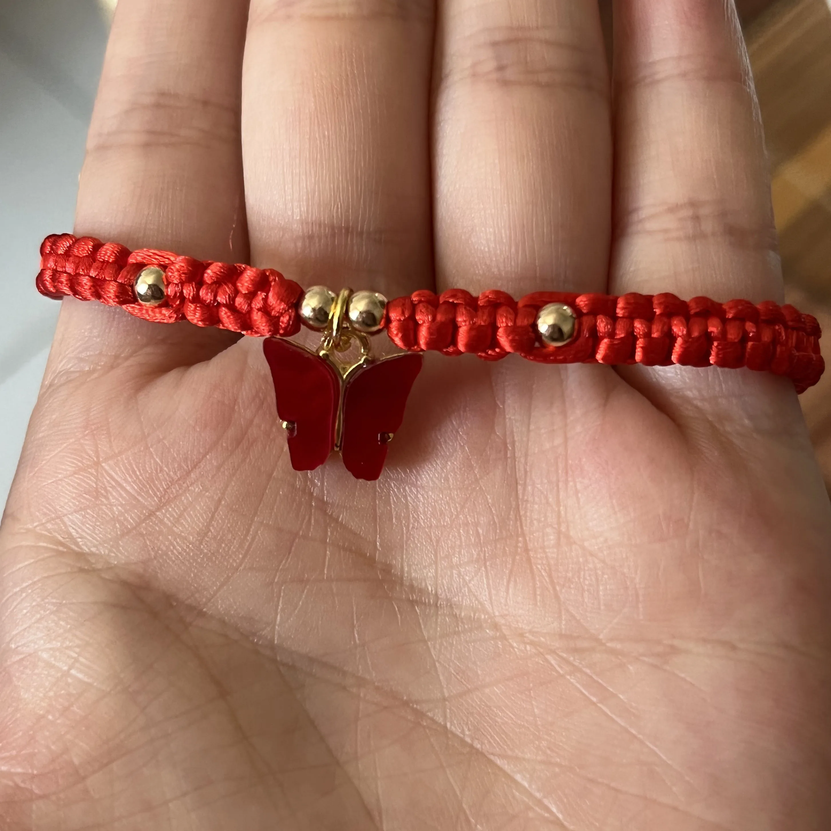 XIAQUJ Hand Woven Butterfly Pendant Bracelet Adjustable New Year Red Rope  Bracelet Bracelet with Red Rope Butterfly Pendant Bracelets E