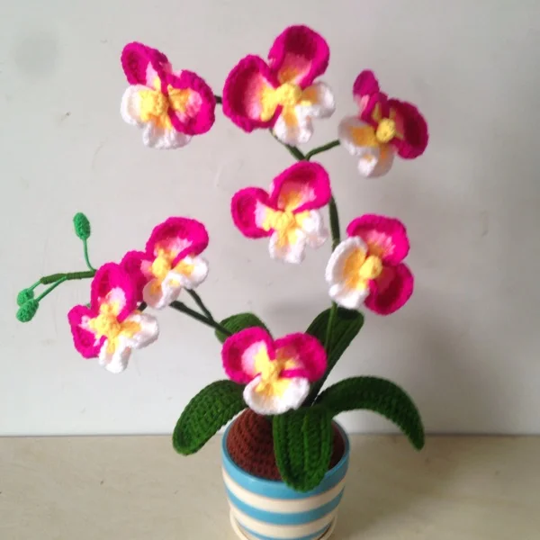 

Wool Simulation Hand-Woven Phalaenopsis Plant Finished Pot