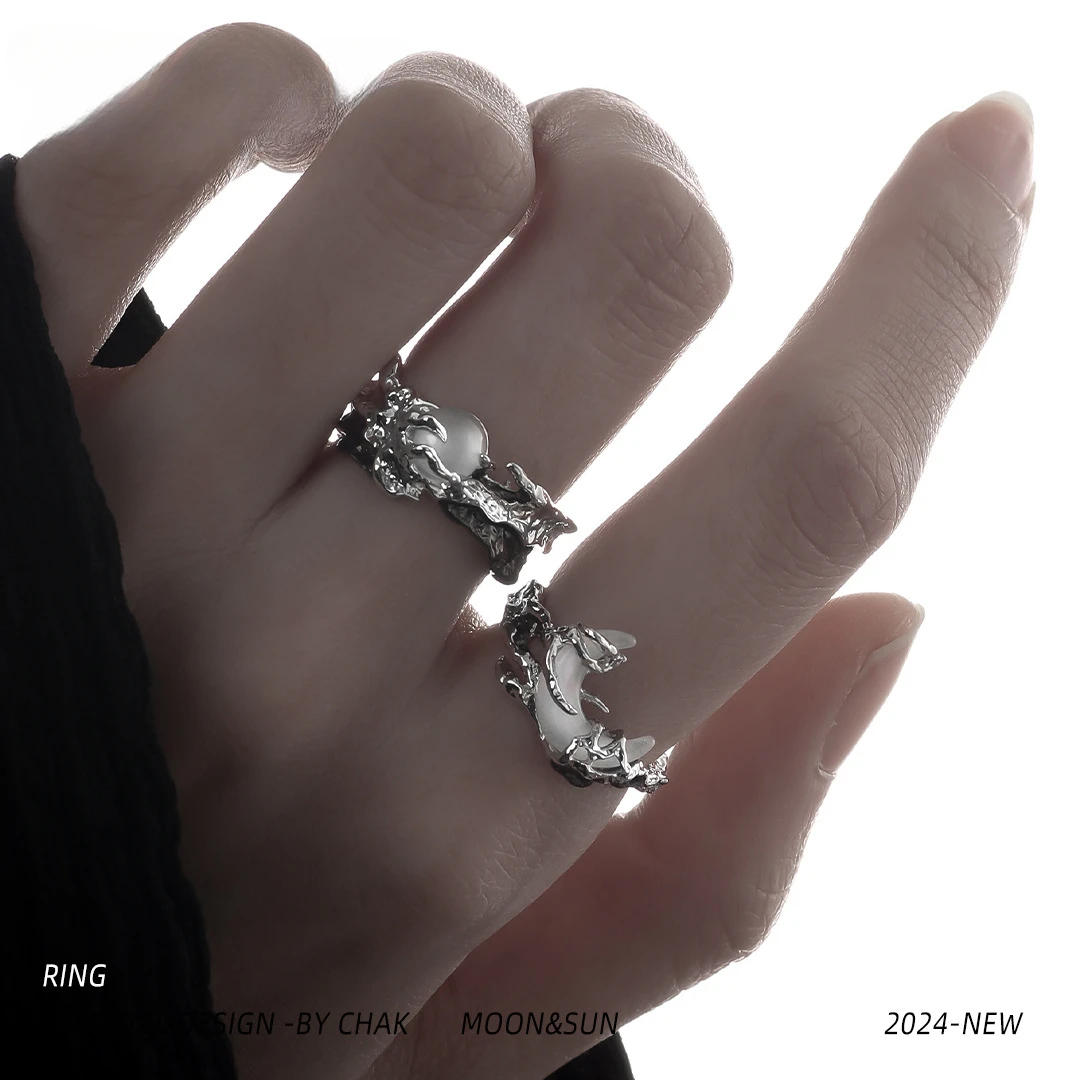 Sun Moon Stars and Stars Couple Ring-Small and High end Luxury Fashion Personality Versatile Gift Couple Ring silver ring,silver rings