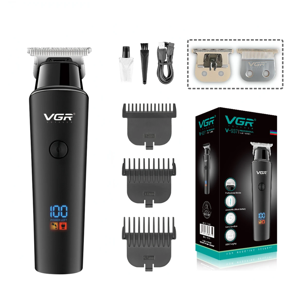 VGR مكينة حلاقة الشعر شعر T-Blade الانتهازي احتراف...