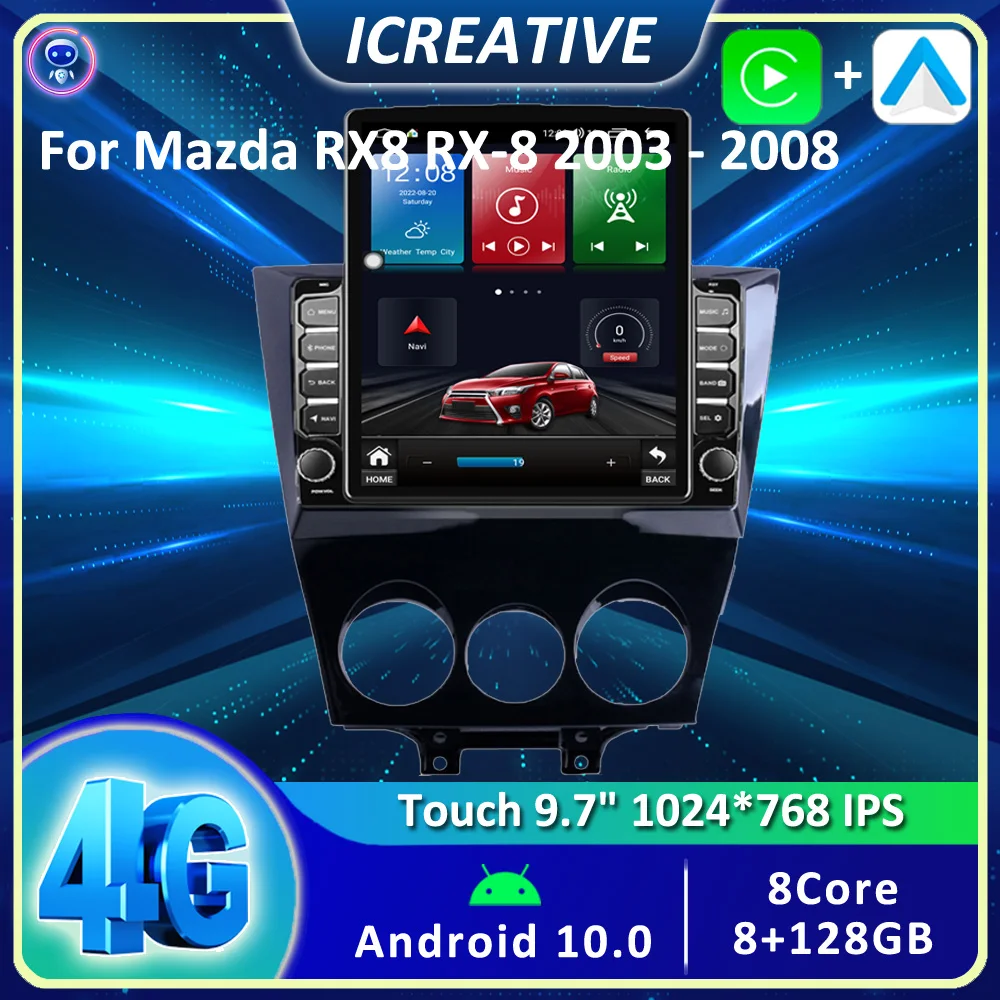 9.7" Bt Carplay For Mazda Rx8 20032010 Car Radio Multimedia Video Player Android Auto Tesla