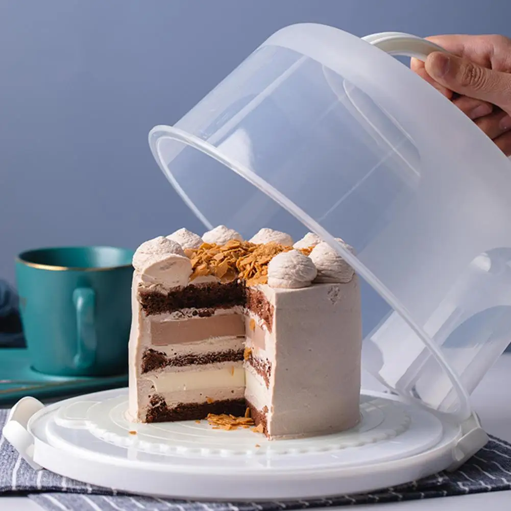 Cake Case Round Cake Box Plastic Long Lasting Good Fresh Keeping Container