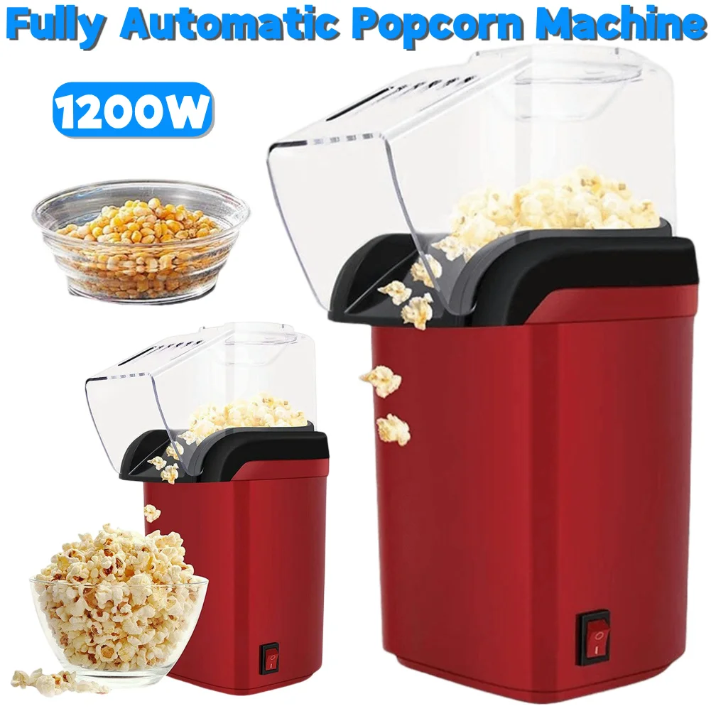 Popcorn Machine No Oil Fast Popping Maker High Popping Rate Fully Automatic Popcorn Machine Electric Air Popper for Home Kitchen