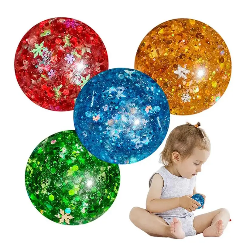 

Soft Squeeze Toys 4PCS Soft Glitter Sequins Snowflake Kids Toy Flexible Glitter Toy Birthday Gift Boys Girls Relaxing Toy