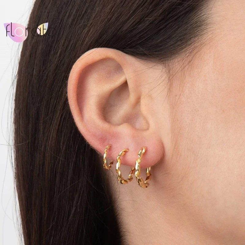 925 Sterling Silver 6mm 8mm 10mm Classic Round Gold Huggie Hoop Earrings for Women Men Tiny Huggie Rock Earrings Jewelry Gifts 3