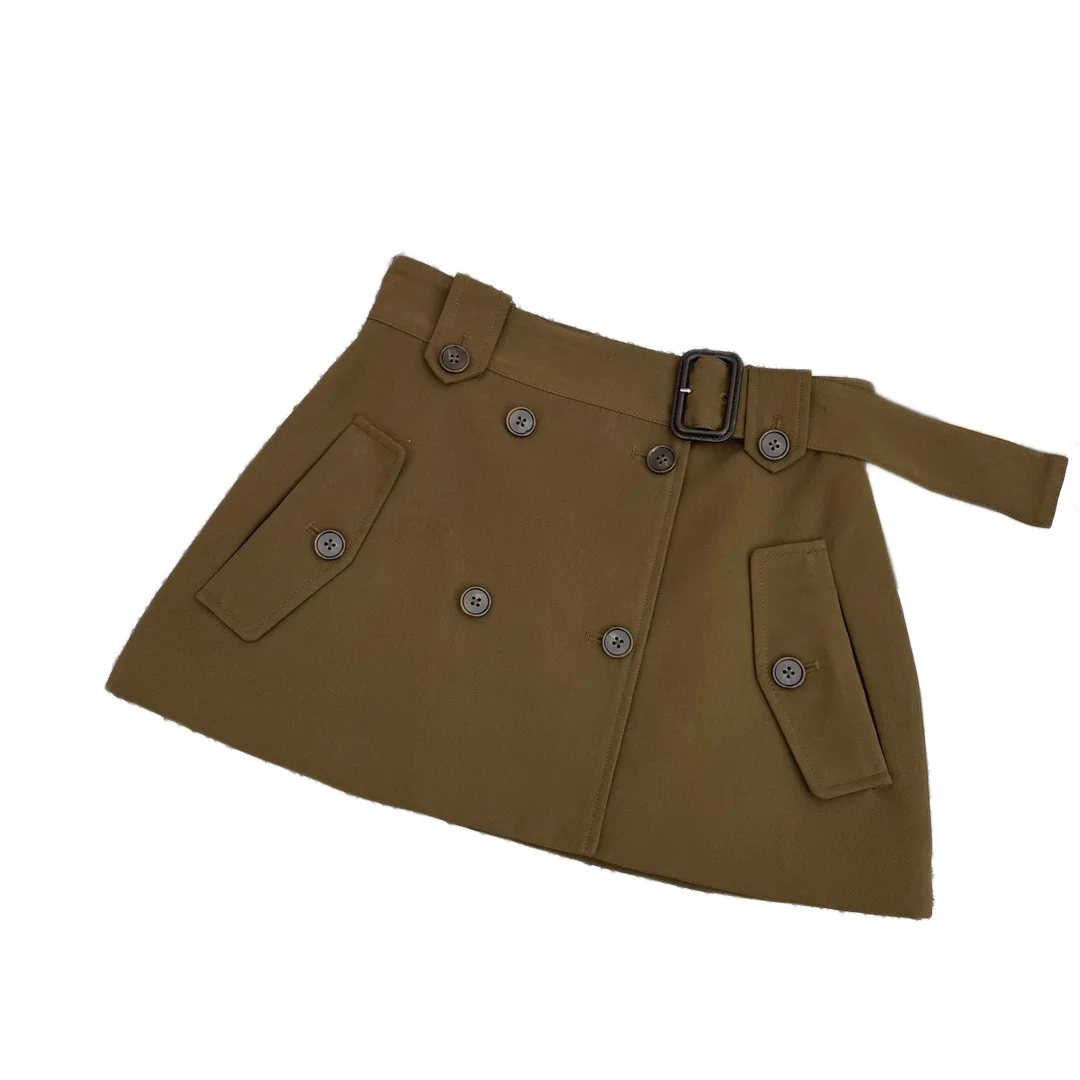 

Ultra short skirt belt short slim-fit version solid color double breasted design guarantee spring2024