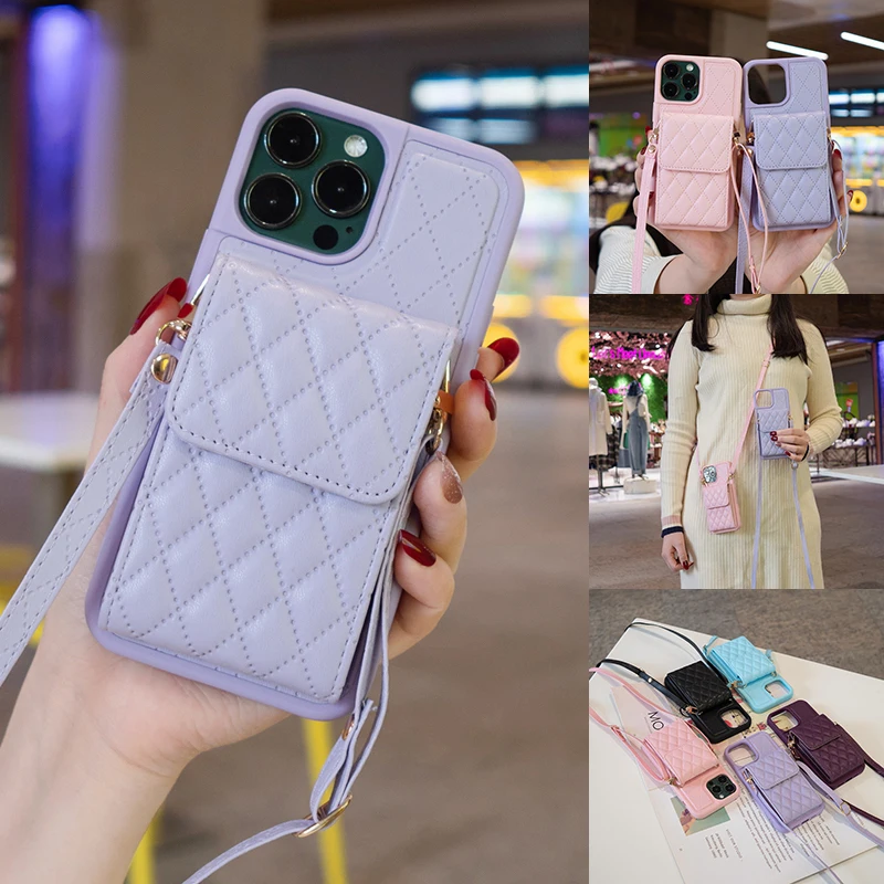 

Wallet Small Fragrant Wind Organ Card Bag Leather Case For iPhone 15 14 Pro Max 13 12 11 SE 2022 2020 X XR XS Max 8 7 6 6s Plus