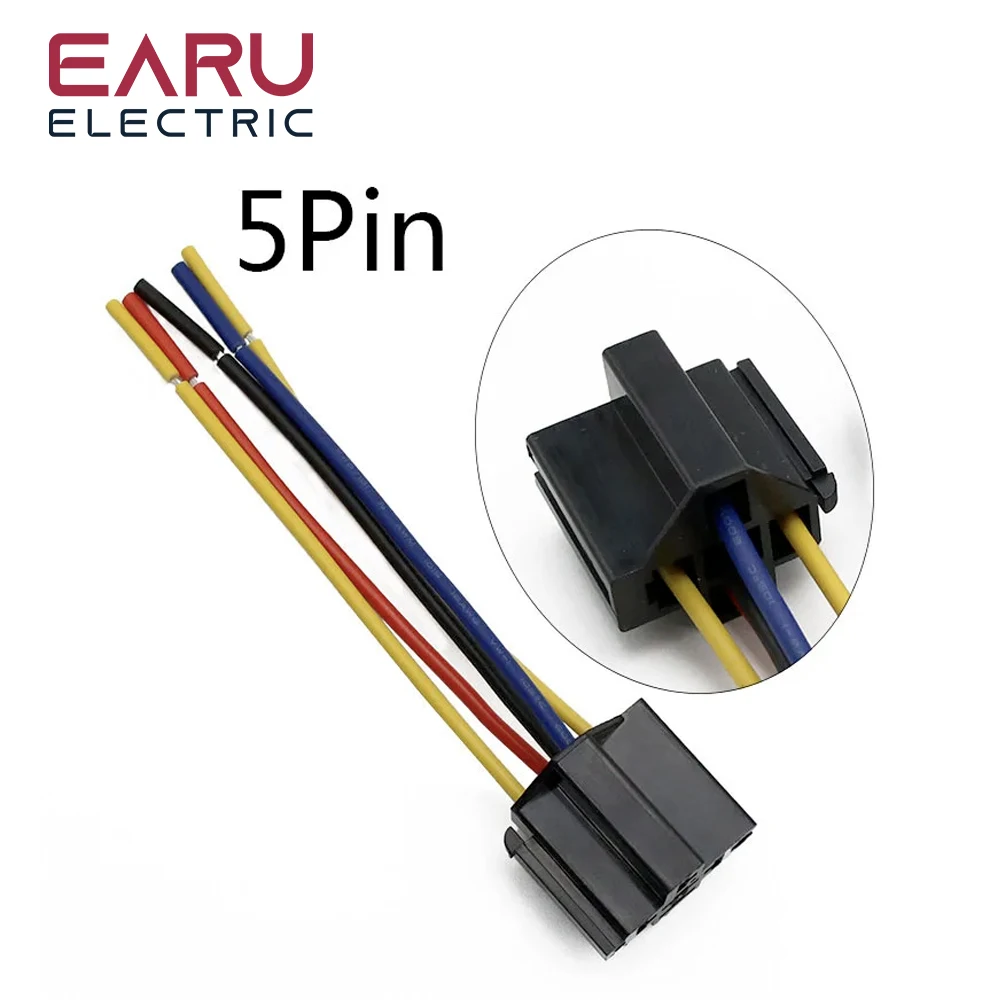 Waterproof Automotive Relay 12V 24V 4pin 5pin 4P 5P 40A Car Relay With Black Red Copper Terminal Auto Relay With Relay Socket