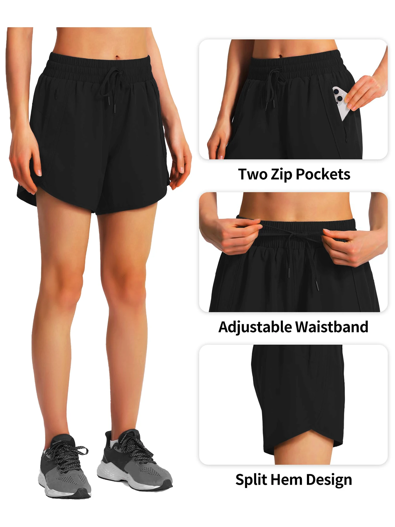 New women's casual sportswear sports running shorts quick-drying lightweight fitness shorts with zipper sports shorts 4