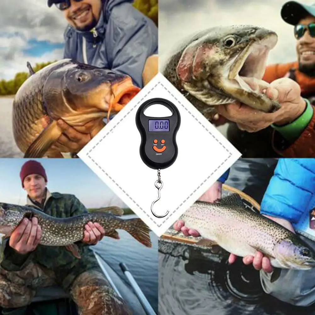 Electronic 50Kg Hanging Scale LCD Kitchen Digital Scale BackLight Fishing Weights Pocket Travel Luggage Scales
