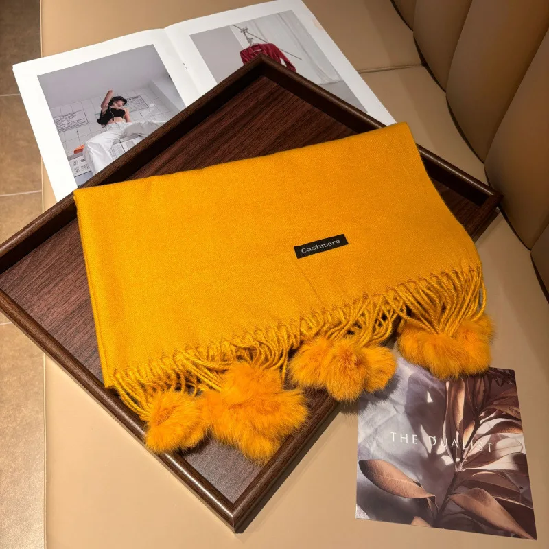 Rabbit fur ball ginger yellow