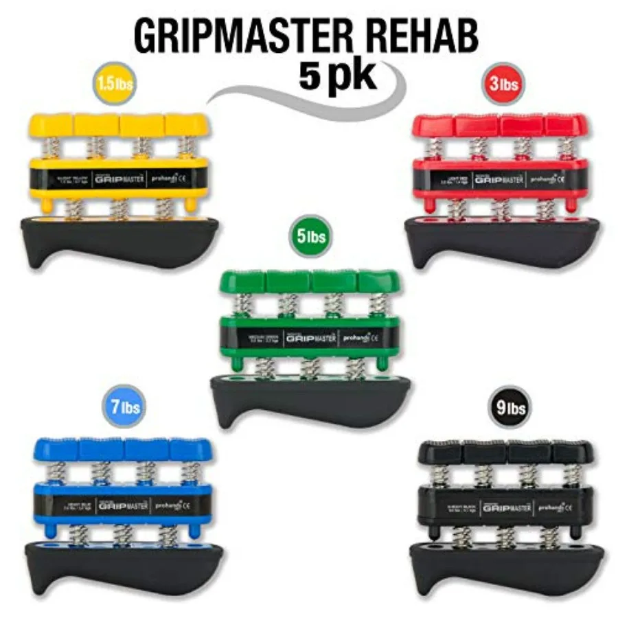 Prohands Gripmaster Rehab Hand Exerciser Finger Exerciser for Hand Strength Training SpringLoaded FingerPiston System with Adde