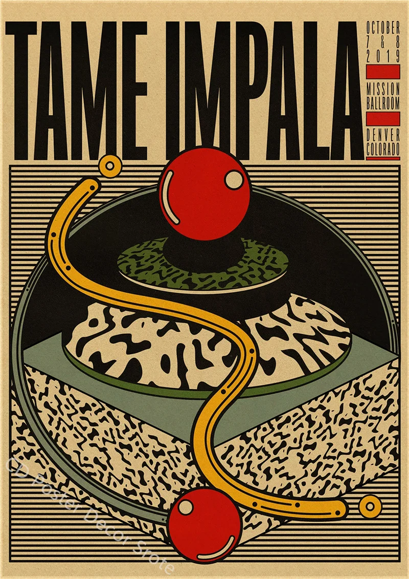 Póster psicodélico de Tame Impala, banda de música rock, póster de papel Kraft, decoración vintage para el hogar, bar, cafetería, arte estético, pintura de pared