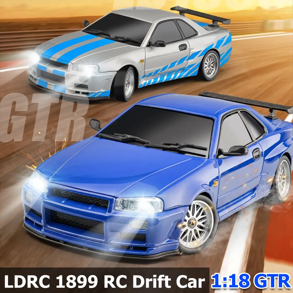 ldrc-1-18-auto-telecomandata-in-metallo-ld1899-24g-gtr-r34-drift-rc-carrozzeria-in-lega-con-luce-a-led-giroscopio-integrato