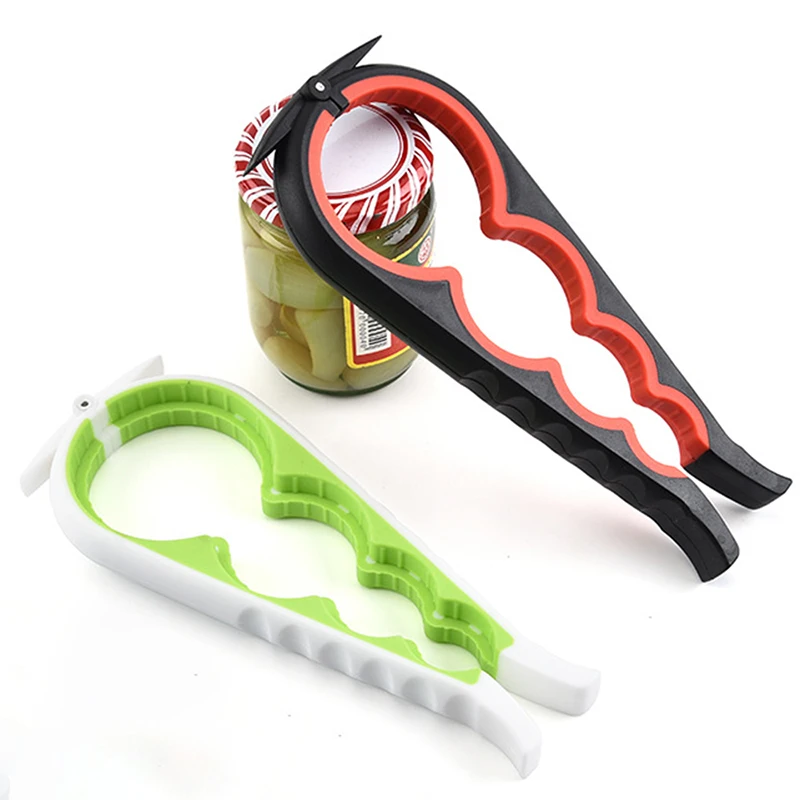 Can Opener 4 in 1 Multi Function Jar Opener Bottle Opener Kit with Silicone Handle Easy to Use for Children Elderly and Arthri
