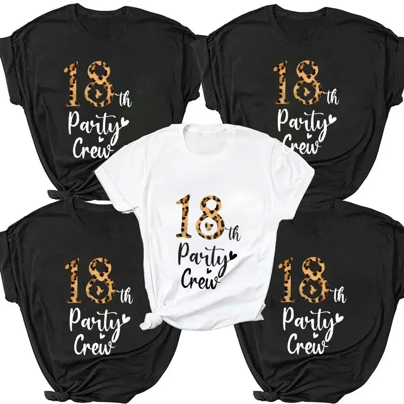 

Clothes for Women 18th Party Crew Graphic Short Sleeve 18 Happy Birthday Gift T-Shirt Oversized T Shirt Short Sleeve Tees Top