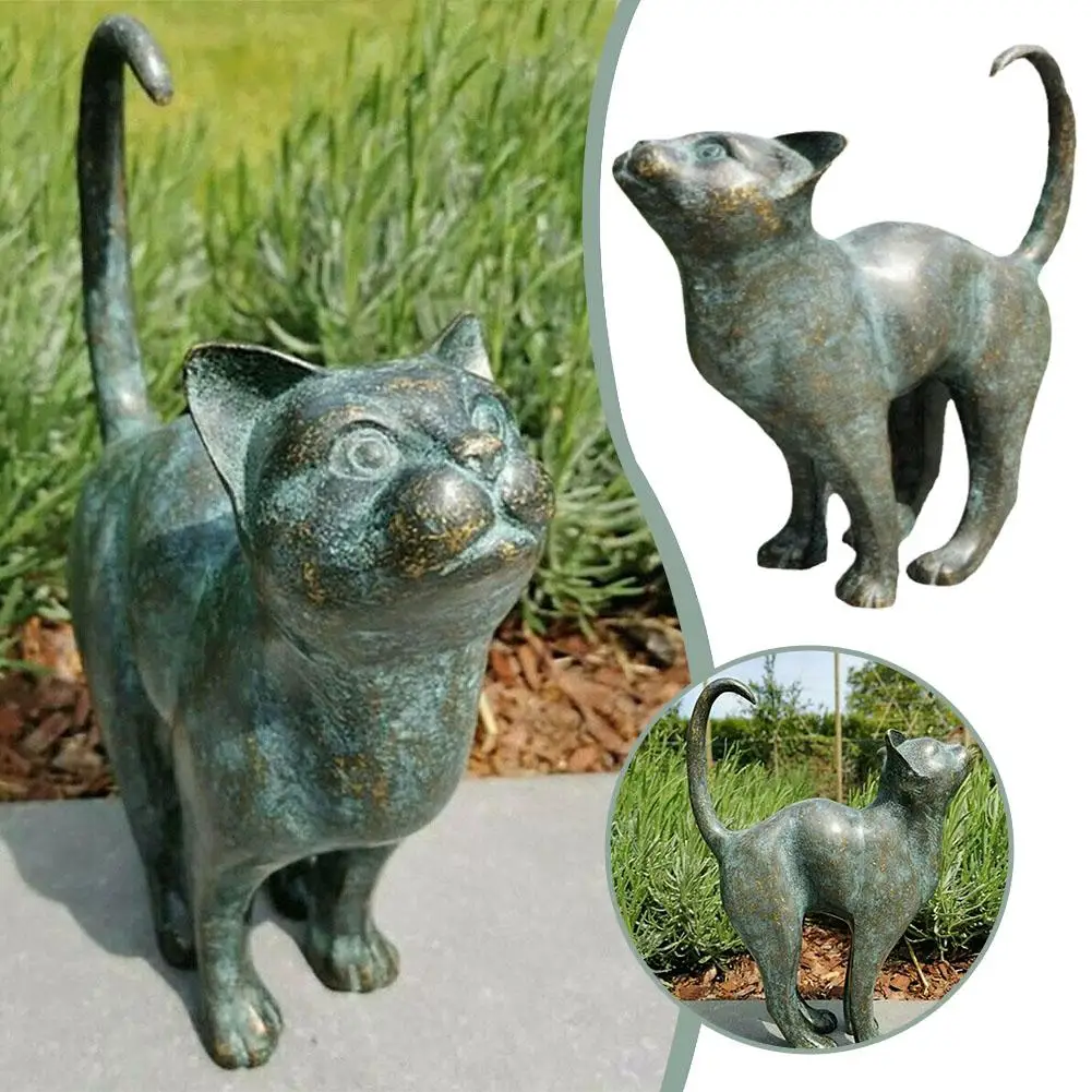 

Искусственная статуэтка кота из полимерной бронзы для лужайки, крыльца, карликовая Ландшафтная Скульптура, украшение для внутреннего дворика, крыльца, лужайки Dec H0X6