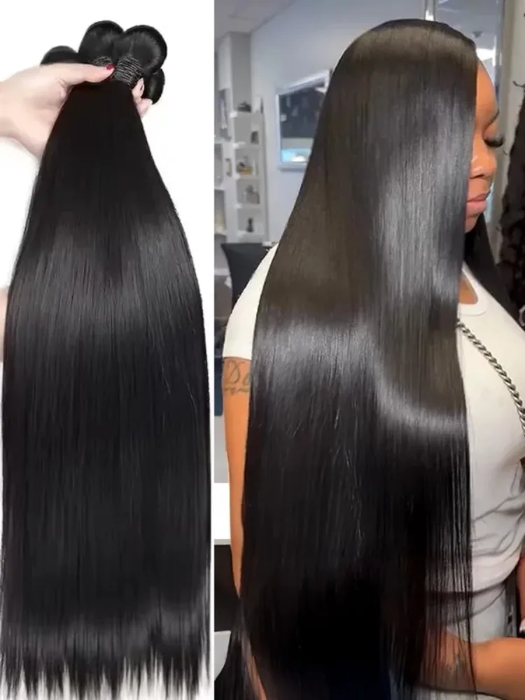 30 40 Inch Bone Straight 100% Human Hair Bundle Natural Brazilian Raw Remy Virgin Human Hair 1/3/4 Pieces Human Hair Extensions