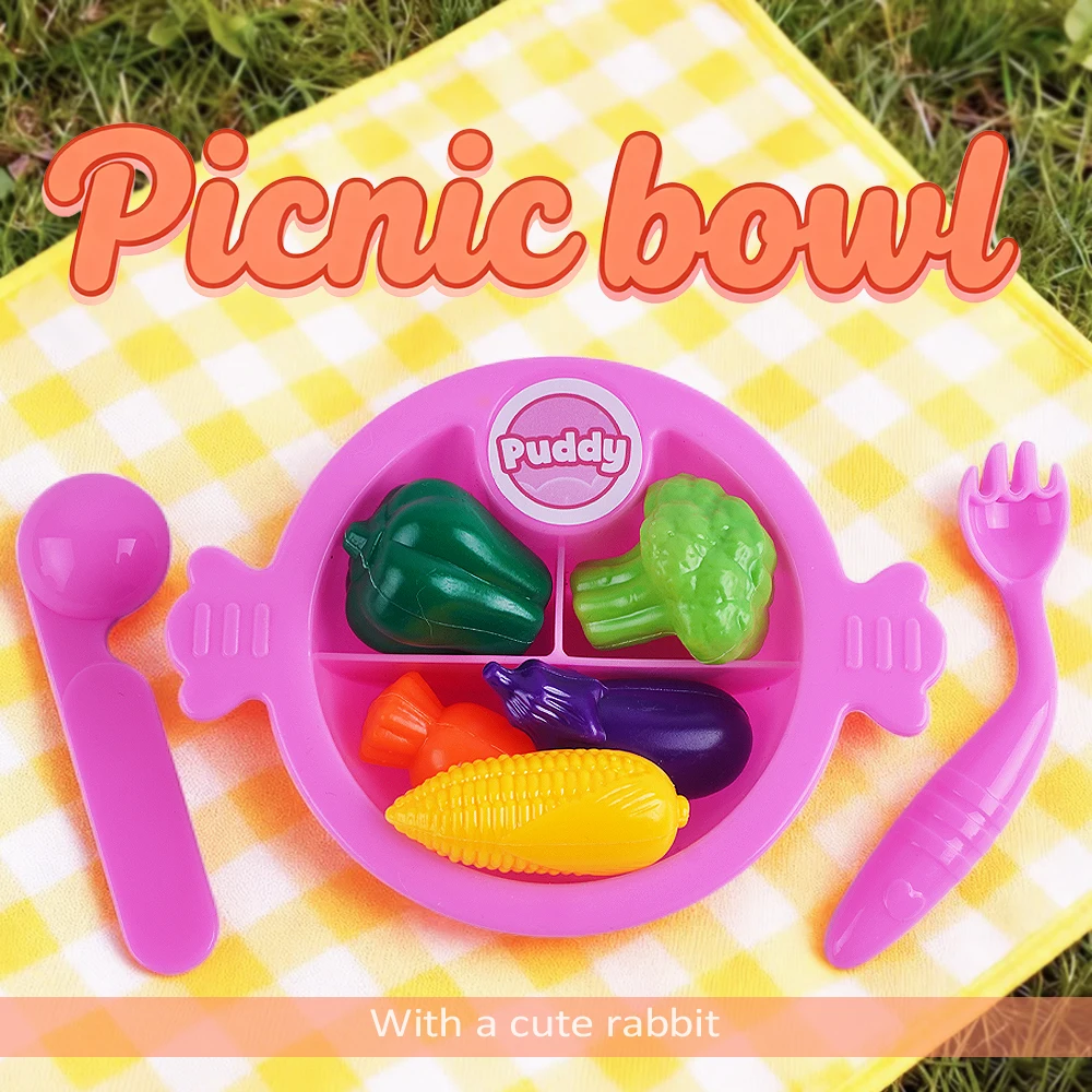 28cm 푸디 버니 주방 요리 장난감 세트 가정용품 시뮬레이션 주방용품 토끼 인형 집 놀이 캠핑 장난감