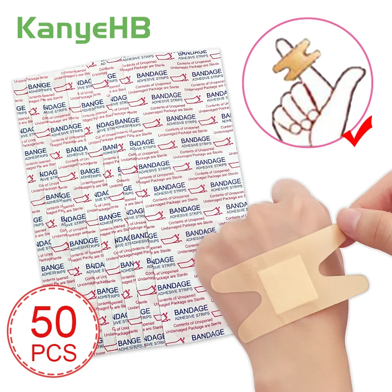 

50pcs Band-Aids Adhesive Bandage Waterproof Fasten Wound Hemostatic Patch First Aid Kit Supplies Sterility Medical BandAid A1355