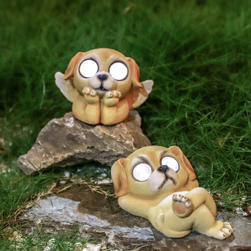 

Милые полимерные украшения для домашних животных, маленькие желтые собаки, поделки для улицы, сада, микро ландшафт, украшение для рыбного пруда, фигурка на солнечной батарее