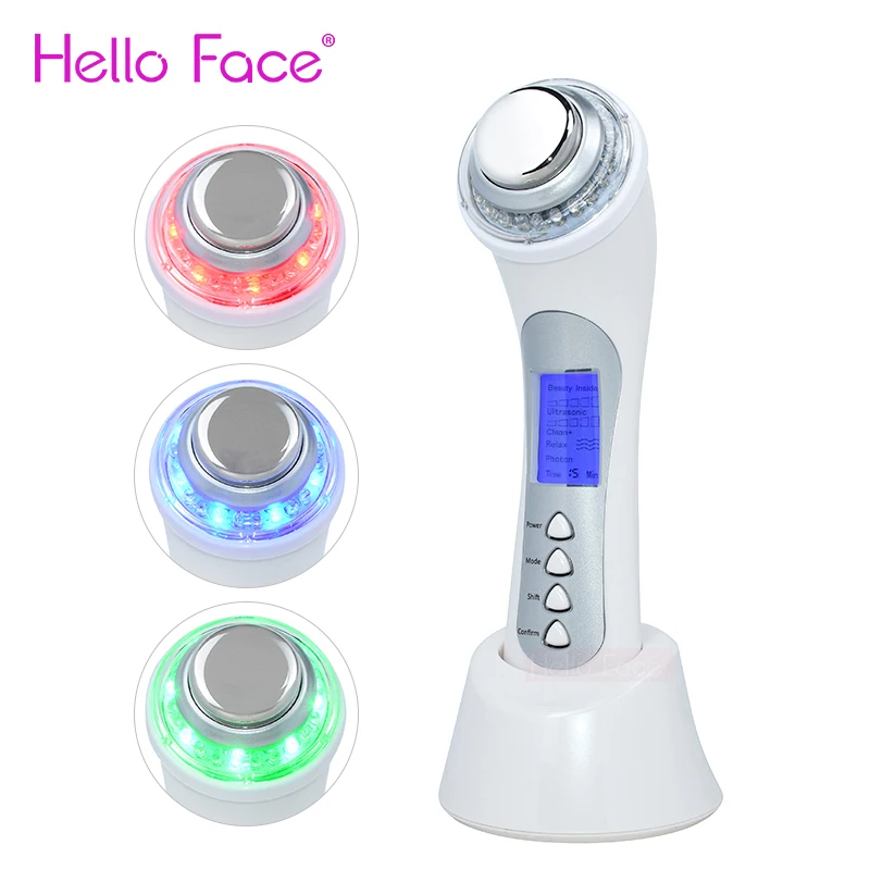 

Hello Face 5-In-1 Ultra Skin Rejuvenator Rechargeable With Galvanic + - Ion, Ultrasonic, Micro-vibration and Photon-therapy