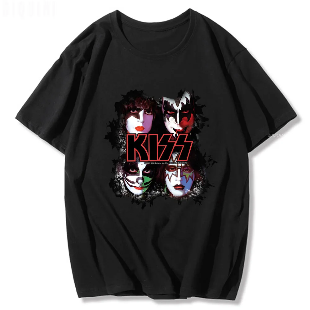 

Rock Band Kiss T Shirt Men Women Fashion Cotton T-Shirt Short Sleeved 100%Cotton Harajuku Camisetas Classic Tees Letter Print