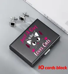 Sleek Cat - Themed Stainless Steel Card Holder Wallet - 10 Slot Multifunctional Design (10 cards black 1)
