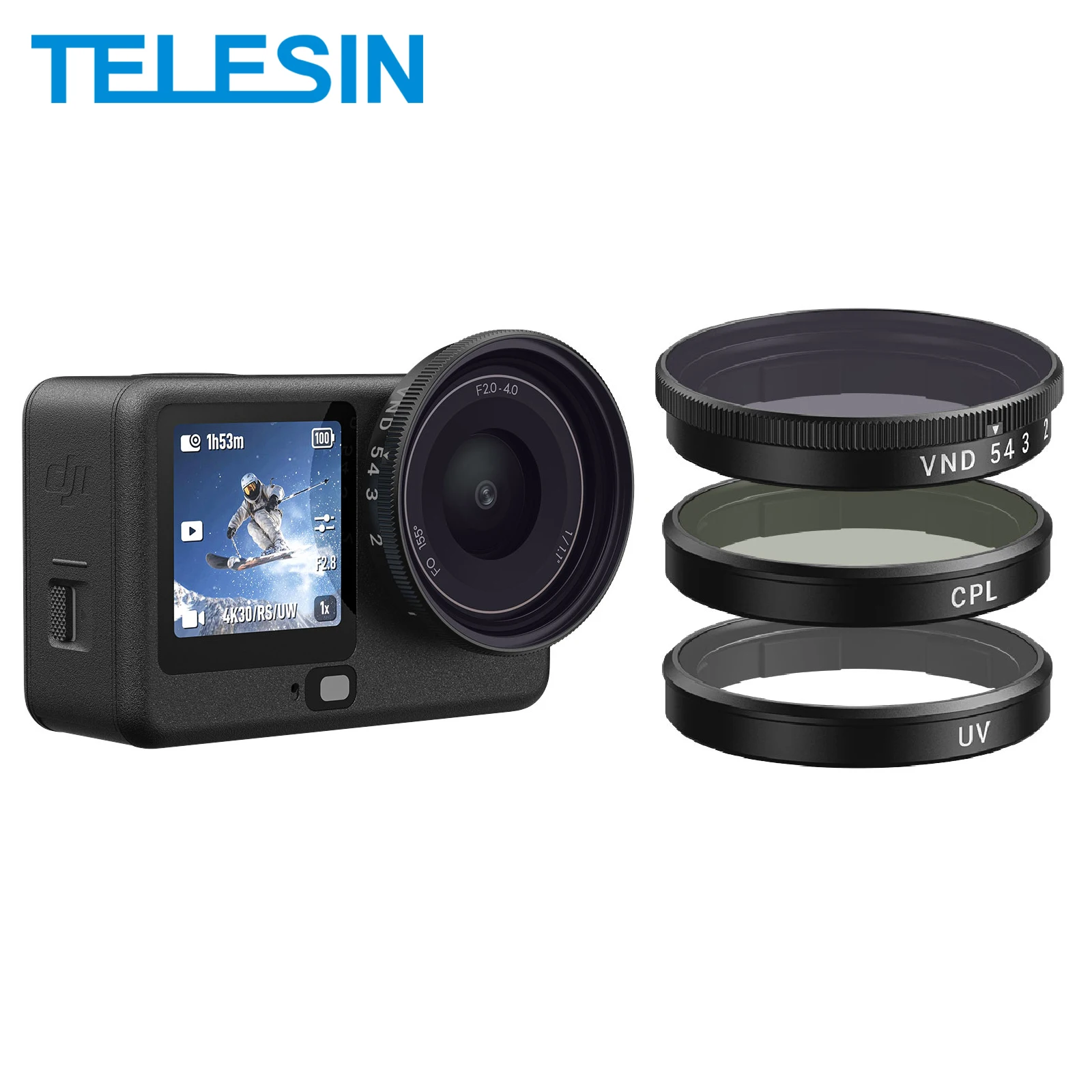 Kit Filtres TELESIN CPL ND UV pour DJI OSMO Action 6 - Lot 5 Filtres avec étui de rangement