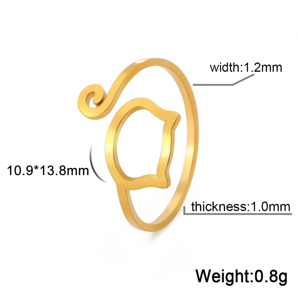 Edelstahl-Katzenringe für Frauen, goldfarben, süßes Kätzchen, verstellbarer Ring, 2023, Trend, Tierschmuck, Mädchen, Party, Geschenk, Großhandel – Detail 12