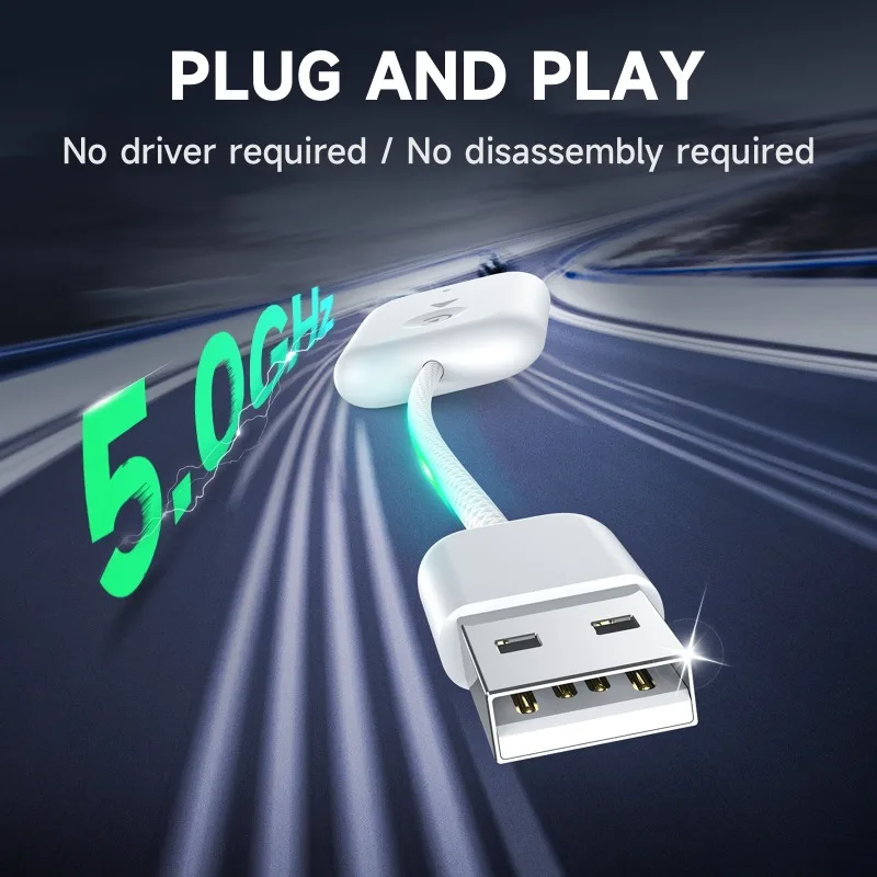 2 In 1 Wired to Wireless Carplay Adapter for Apple Dongle Plug&Play Easy Connection Super Mini Car Play Adapter for Built-in Car