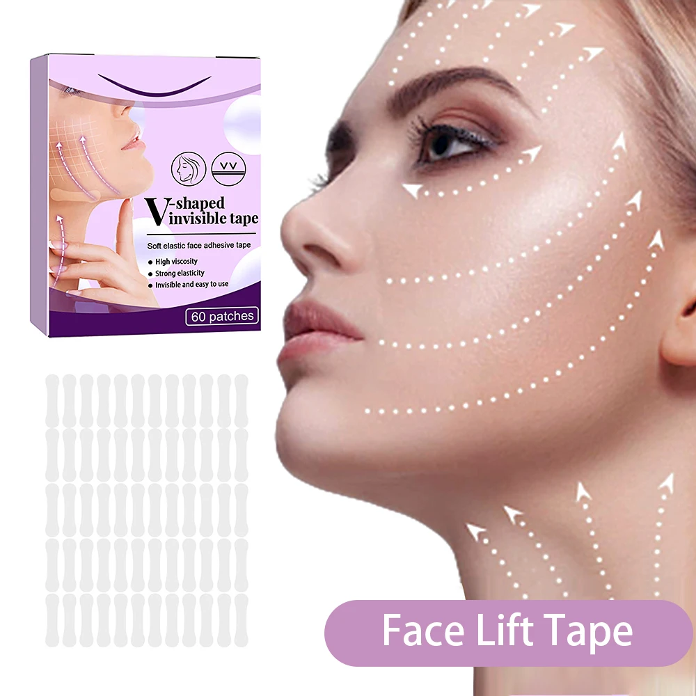 60 Pz/Borsa Face Lift Tape Sticker Invisibile V-Shape Face Lifting Anti-Rughe Skin Tightening Patch Nastro Adesivo Anti-Cedimento